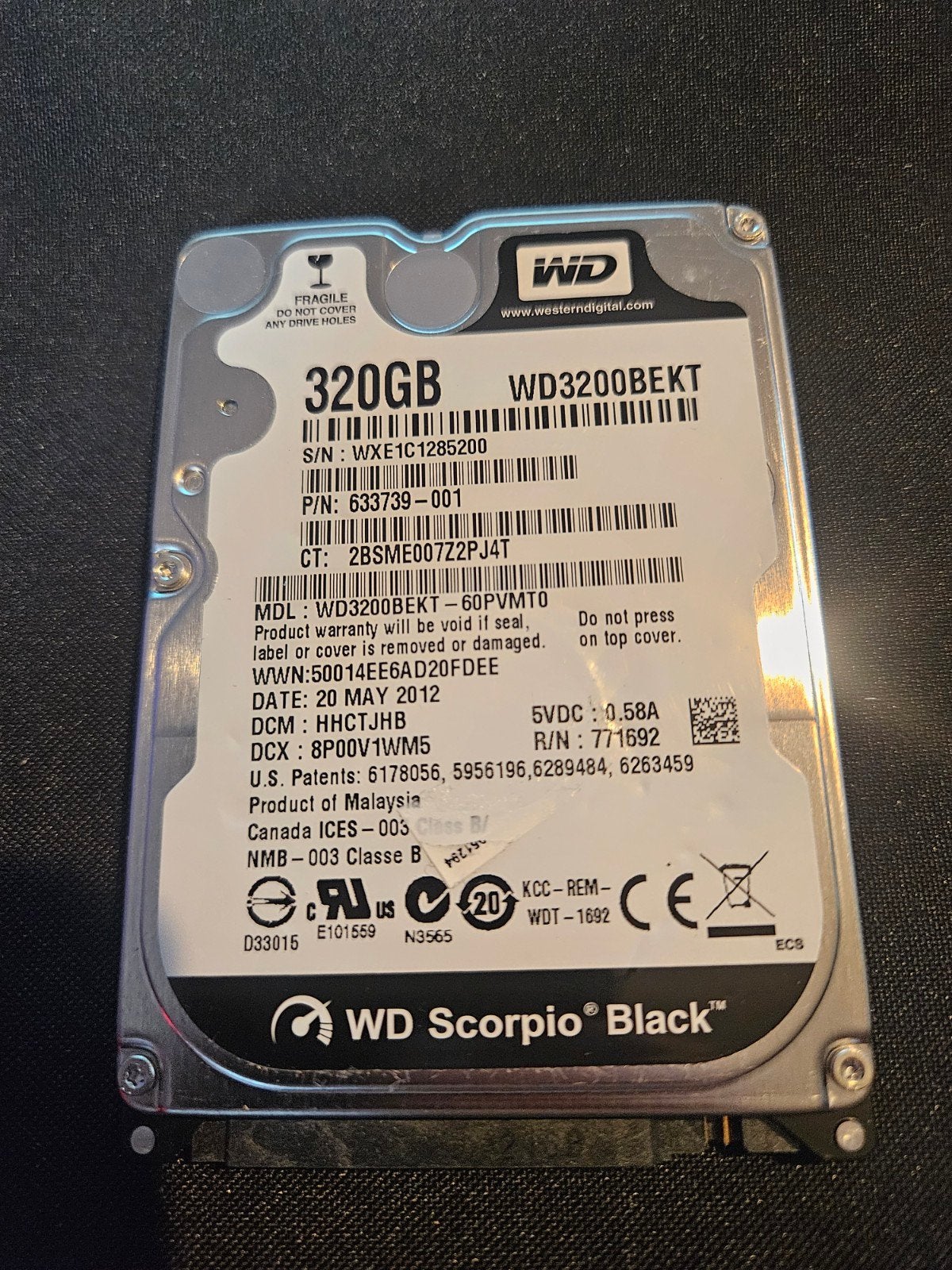 WD Scorpio Black 320GB HDD - Zo goed als nieuw, Computers en Software, Intern, Western Digital, 320GB, Ophalen of Verzenden