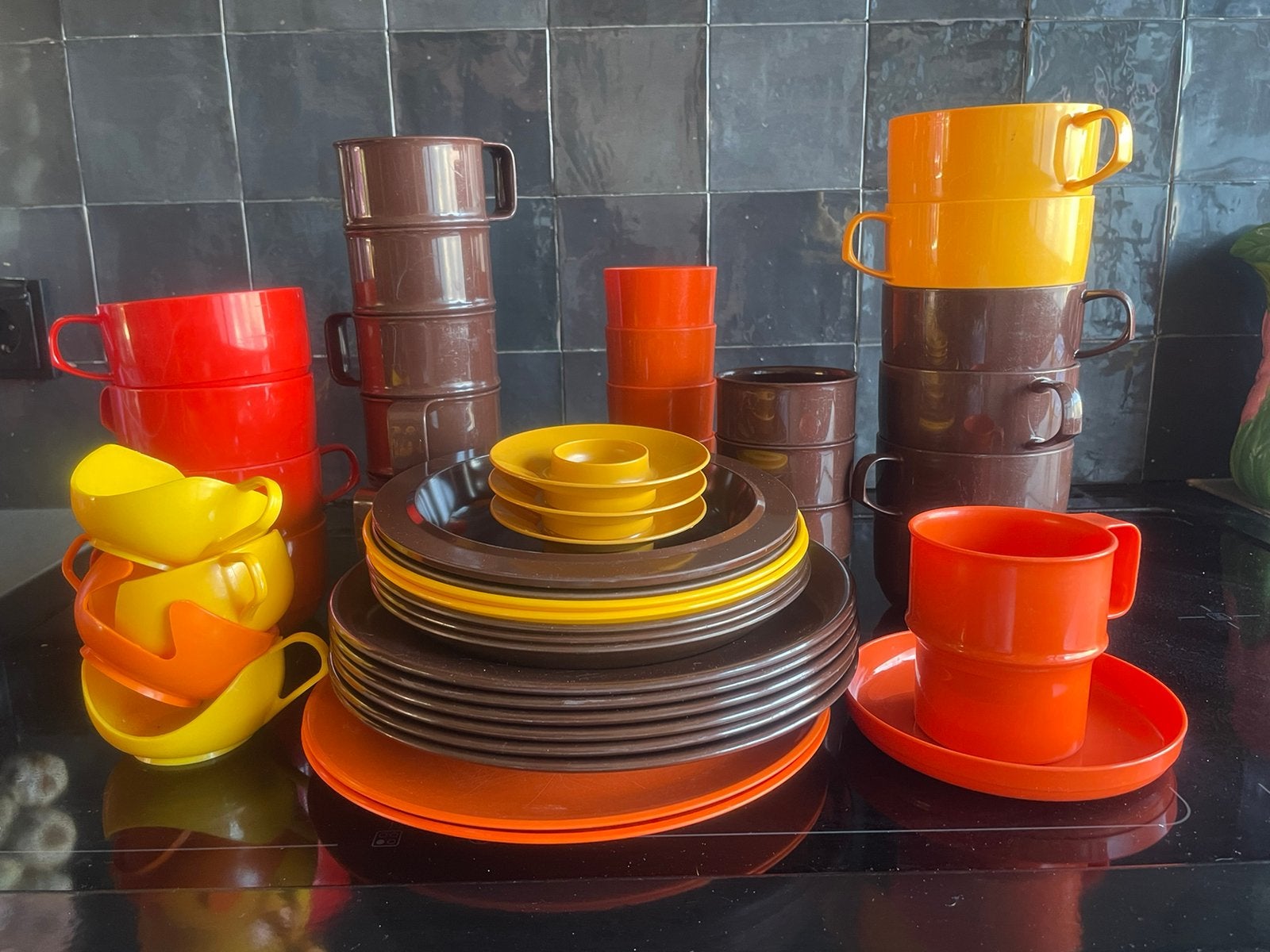 Retro mepal melamine servies, Ophalen of Verzenden, Gebruikt