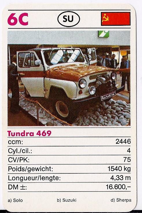Kw1598 autokaartje 6C tundra 469, Ophalen of Verzenden, Zo goed als nieuw, Auto's