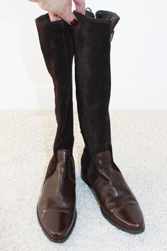 Prachtige Bruin Suede Via Vai Laarzen s27 (Maat 41) € 95,-, Via Vai, Hoge laarzen, Bruin, Ophalen of Verzenden