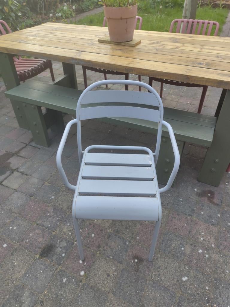 Metalen stoelen, 6 stuks, Ophalen, Gebruikt, Metaal, Stapelbaar