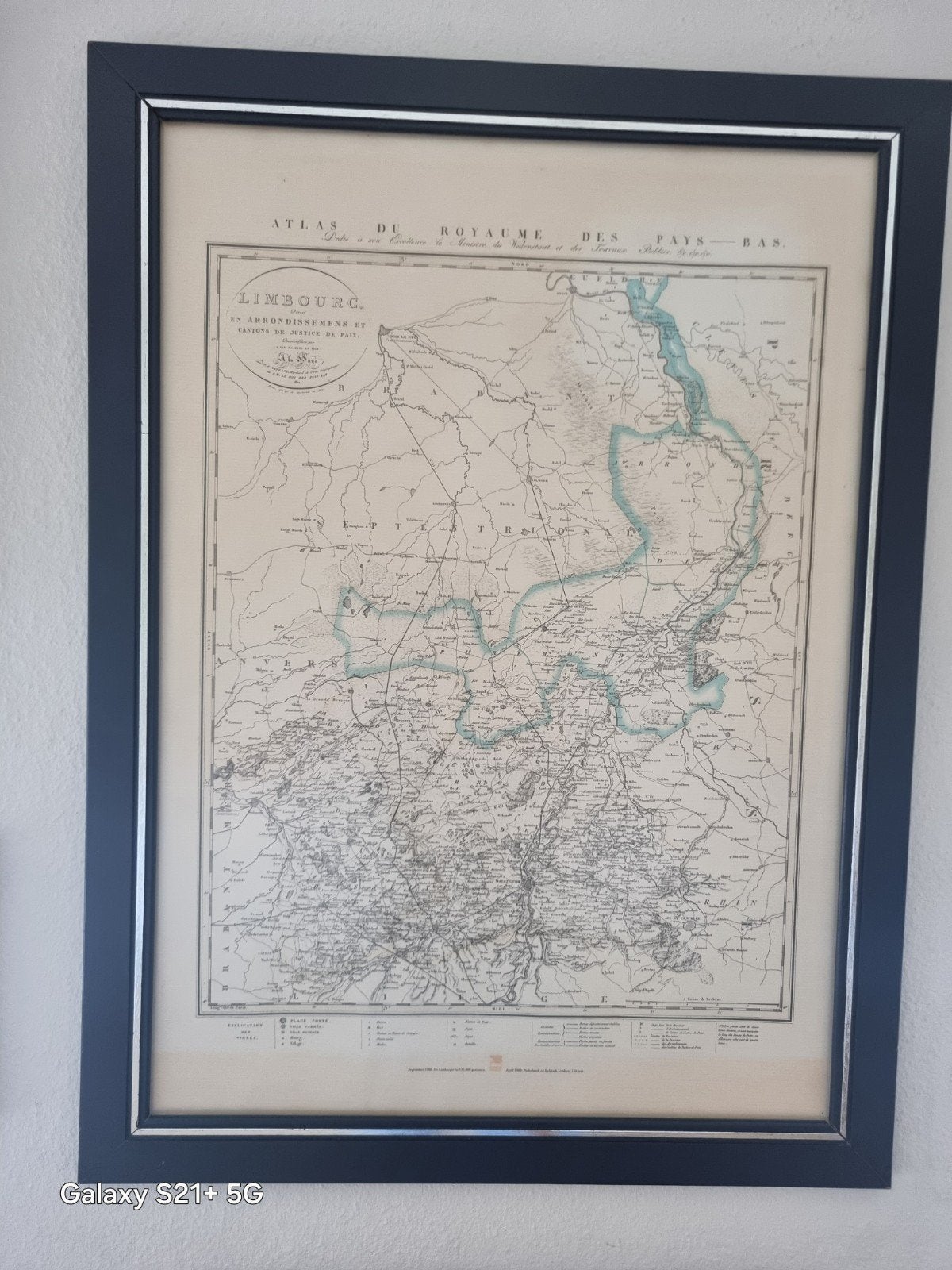 Oude Landkaart Limburg - Atlas du Royaume des Pays-Bas, Boeken, Atlassen en Landkaarten, Landkaart, 1800 tot 2000, Nederland, Ophalen