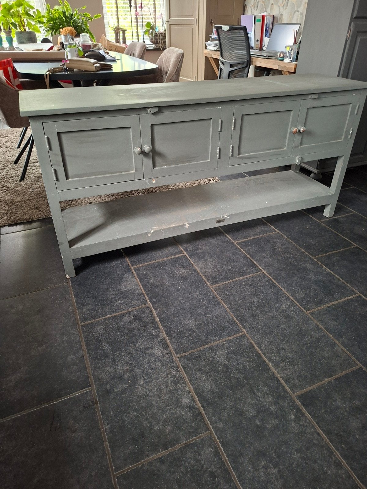 Bocx brocante teak sidetable, dressoir, Ophalen, Gebruikt, 25 tot 50 cm, Rechthoekig