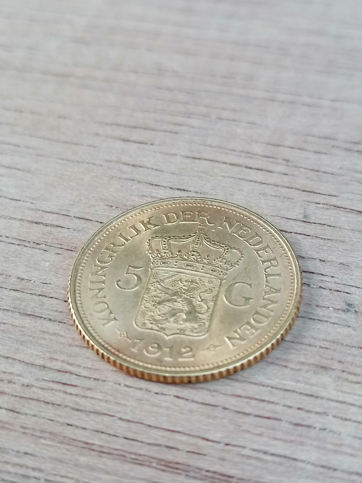 Gouden 5 gulden munt 1912 Koningin Wilhelmina, Postzegels en Munten, Munten | Nederland, 5 gulden, Koningin Wilhelmina, Losse munt