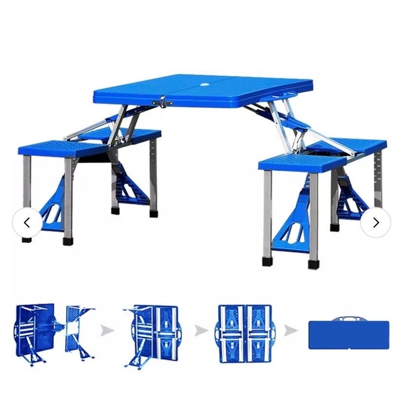 Blauwe Inklapbare Picknicktafel met Bankjes, Tuin en Terras, Picknicktafels, Ophalen, Inklapbaar, Rechthoekig, Nieuw