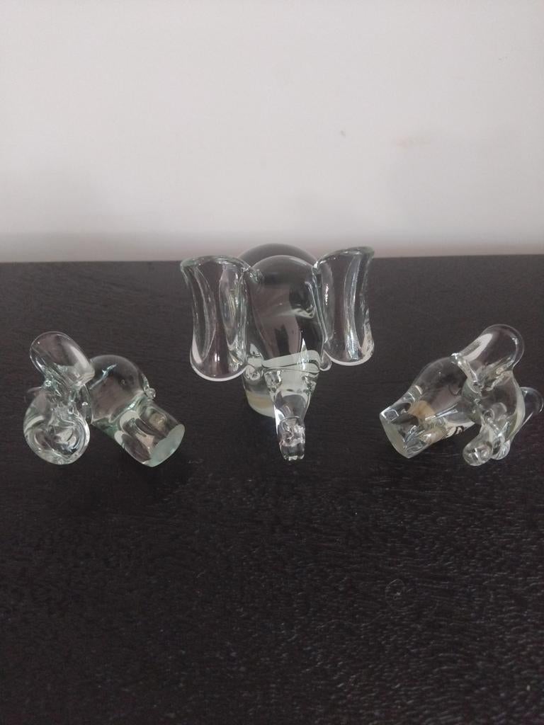 Set van 3 Dit is een handgemaakt olifantje van Ngwenya Glass, Antiek en Kunst, Antiek | Glas en Kristal, Ophalen of Verzenden