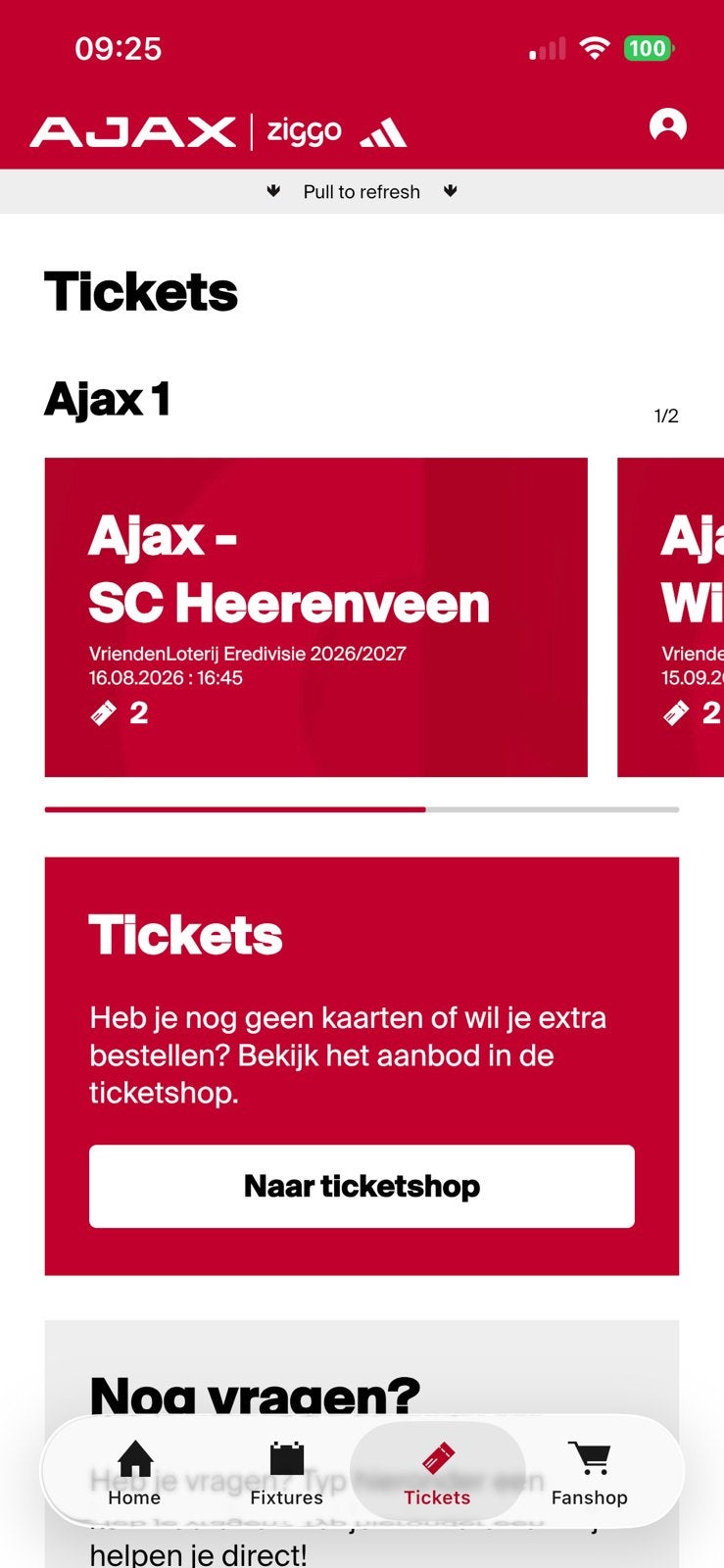 2 tickets naast elkaar lange zijde Ajax - Heerenveen, Tickets en Kaartjes, Sport | Voetbal, Twee personen
