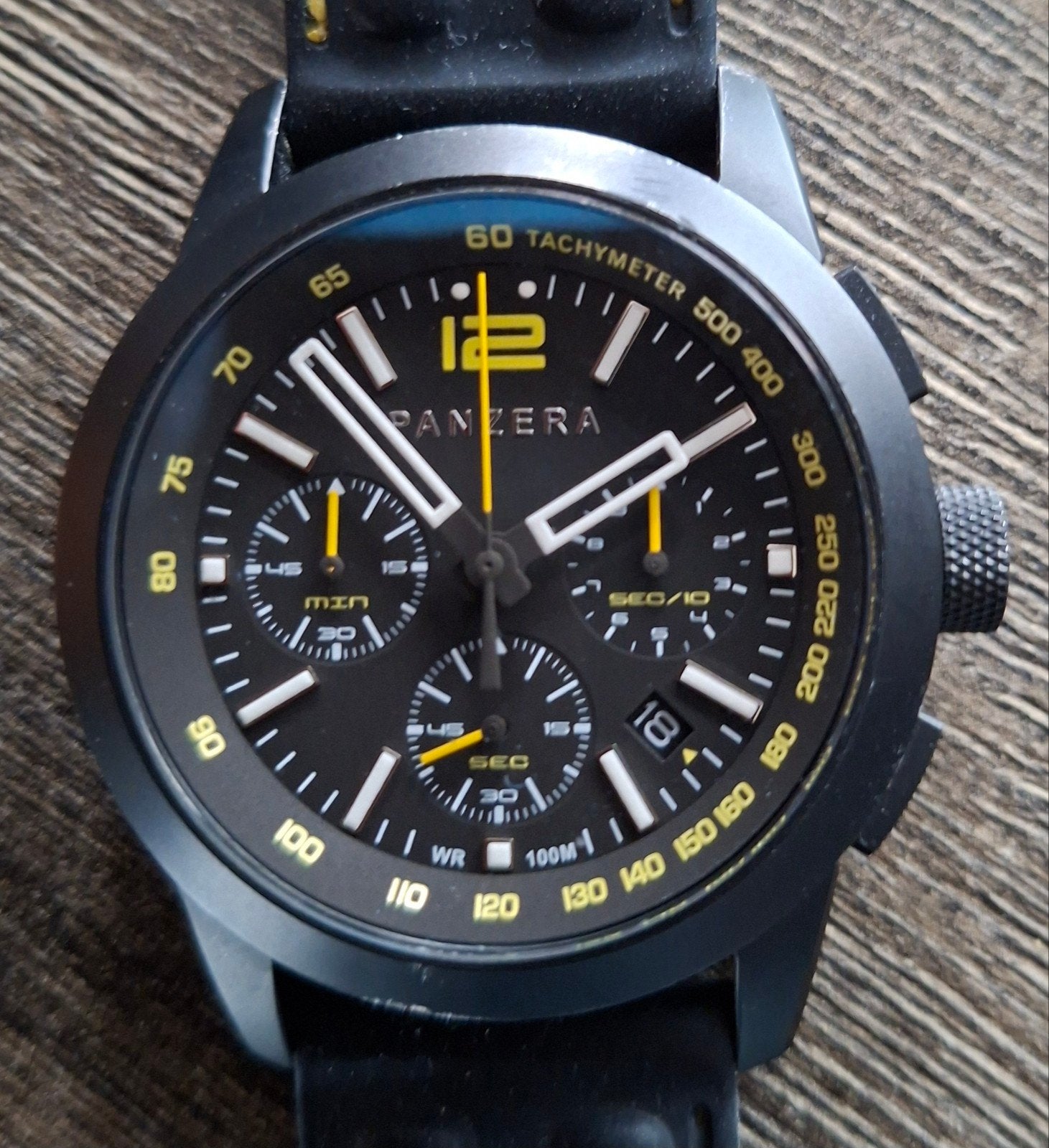 Panzera Time Master 45 C met 2 extra banden, Seiko, Leer, Polshorloge, Ophalen of Verzenden