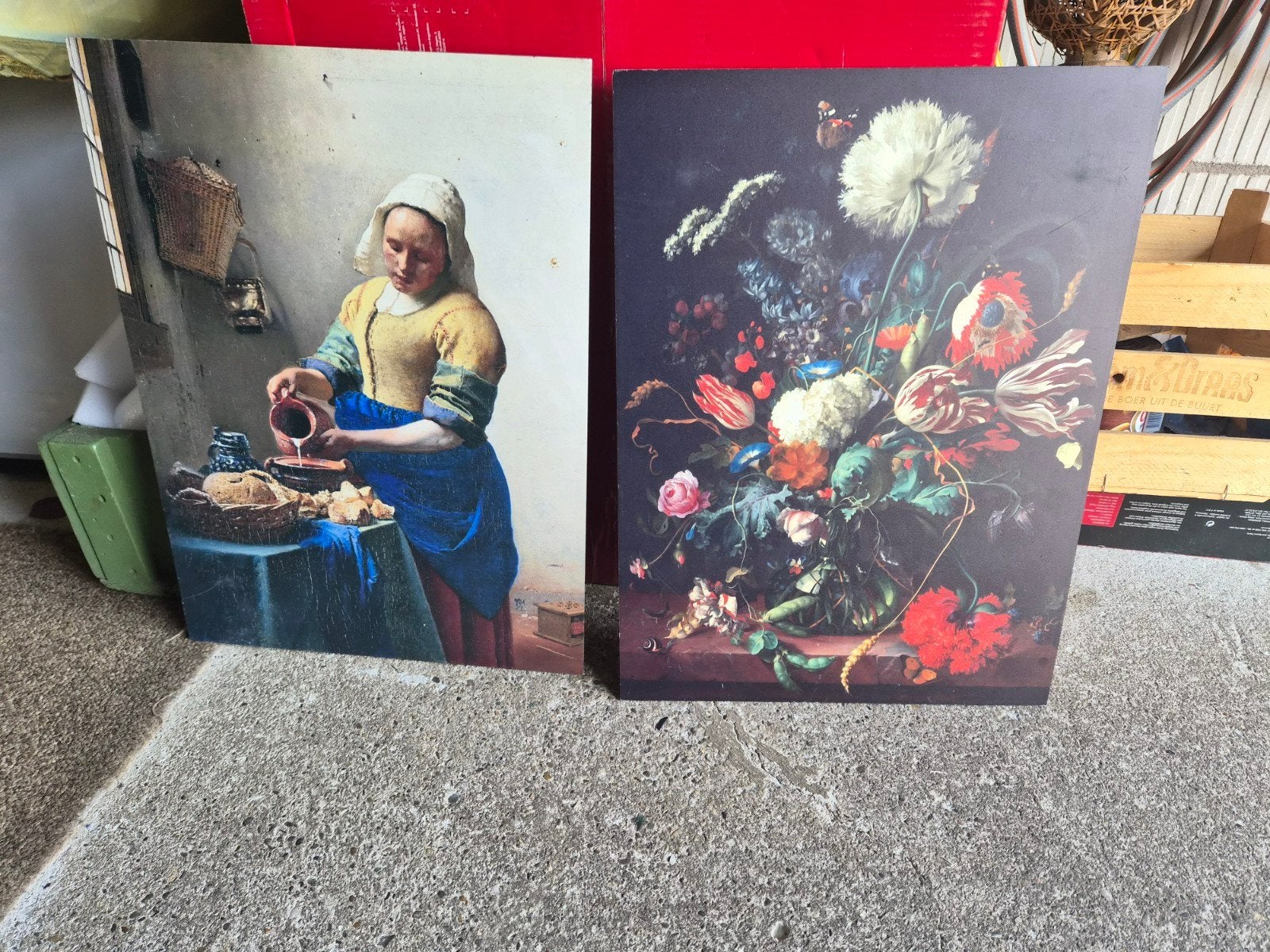 2 schilderijen op kunstof, 50 – 75, Minder dan 50 cm, Gebruikt, Ophalen of Verzenden