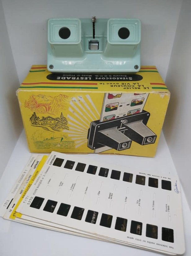 Stereoscoop lestrade simplex met 10 kaarten, Ophalen of Verzenden
