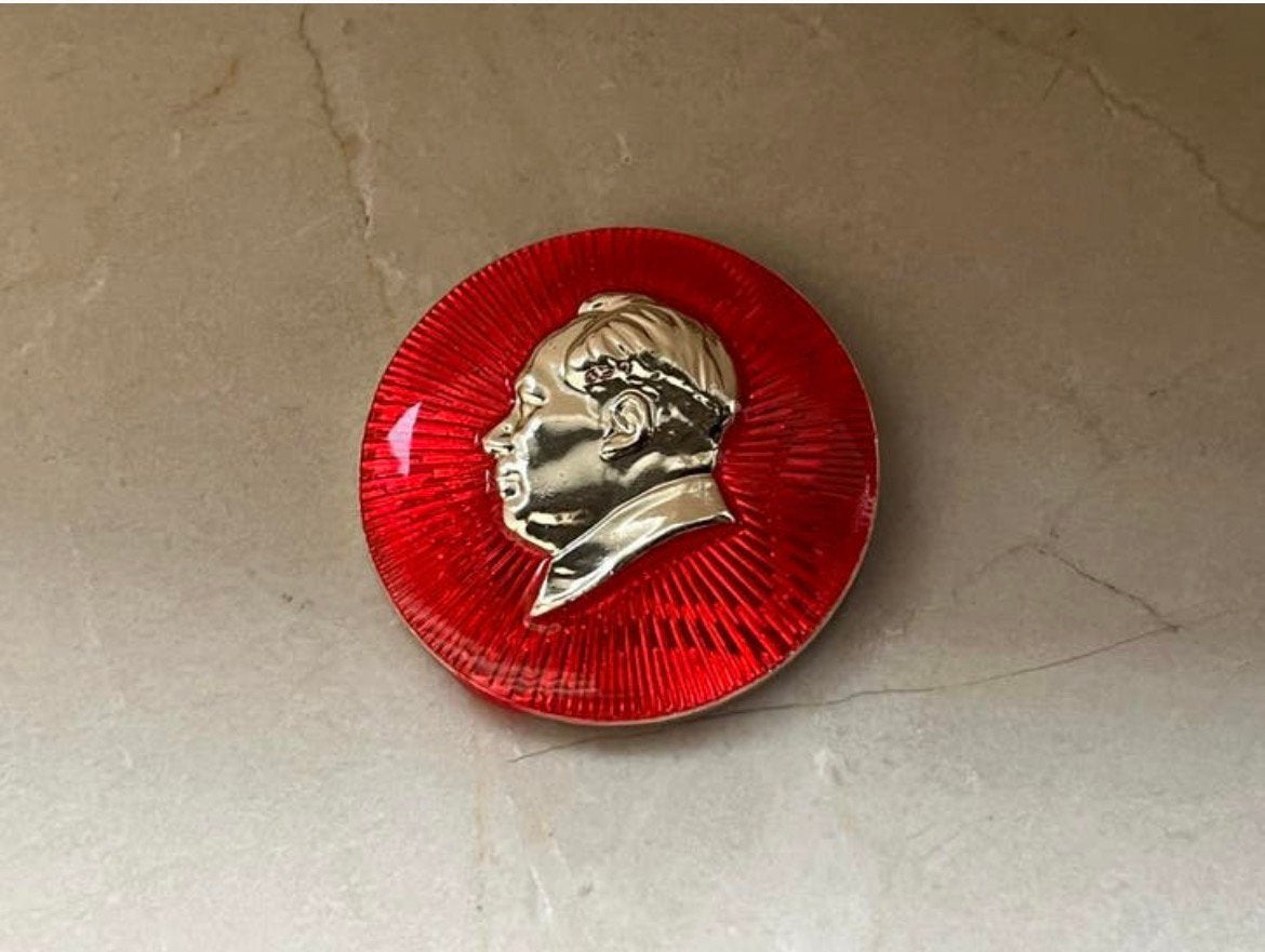 Vintage Mao Zedong pin/button rond, Verzamelen, Ophalen of Verzenden, Nieuw, Overige onderwerpen, Button