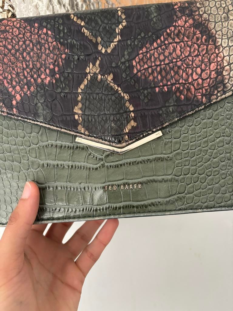 Ted Baker Schoudertasje / Handtasje met Croco Print, Ophalen of Verzenden, Gebruikt, Groen, Overige merken