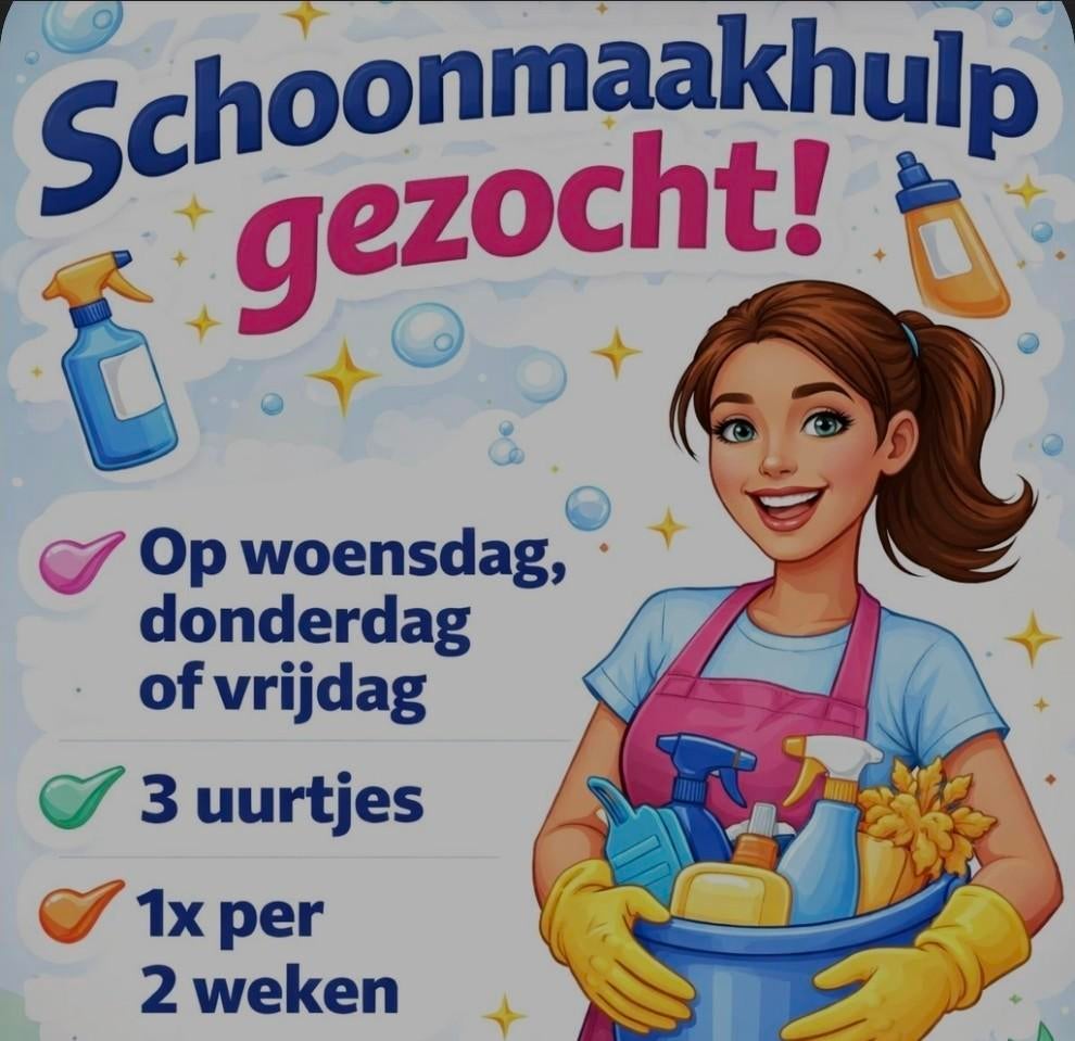 Huishoudelijke hulp gevraagd, Vacatures, Variabele uren, Overige niveaus, Starter, Overige vormen