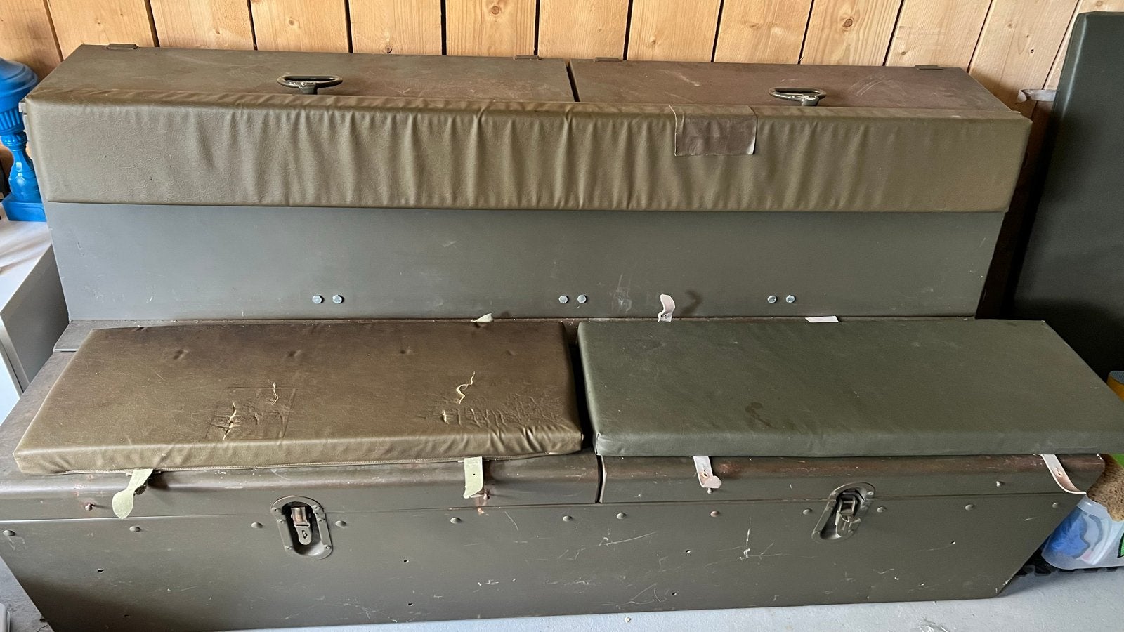 Militaire bank met kussens - multifunctioneel, Ophalen of Verzenden