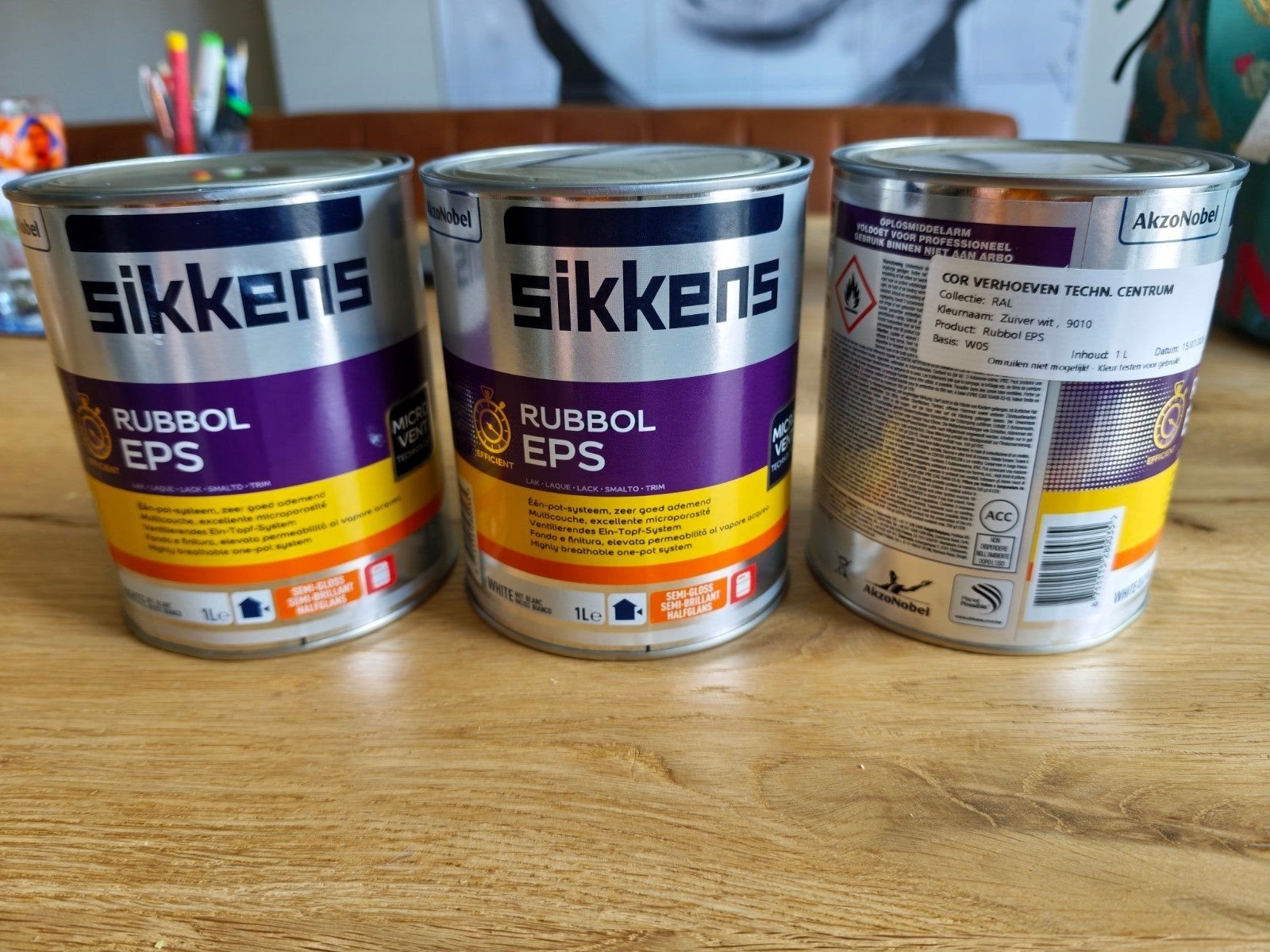 3x Sikkens Rubbol EPS 2 in 1 lak wit 9010 zijdeglans Nieuw!!, Ophalen, Nieuw, Wit, Lak