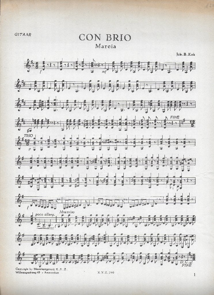 Mu254 bladmuziek voor gitaar con brio - mascotte - katinka, Klassiek, Ophalen of Verzenden, Artiest of Componist, Gitaar