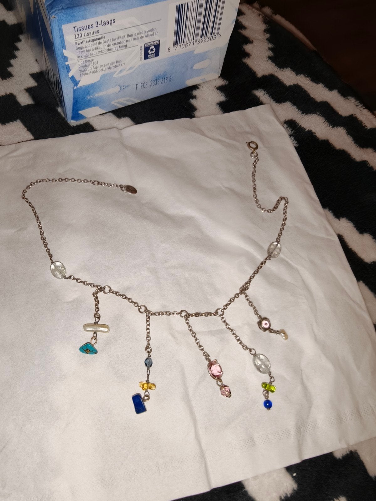 Zoe Coste zilveren choker met halfedelstenen, Ophalen of Verzenden, Zo goed als nieuw, Zilver, Met edelsteen