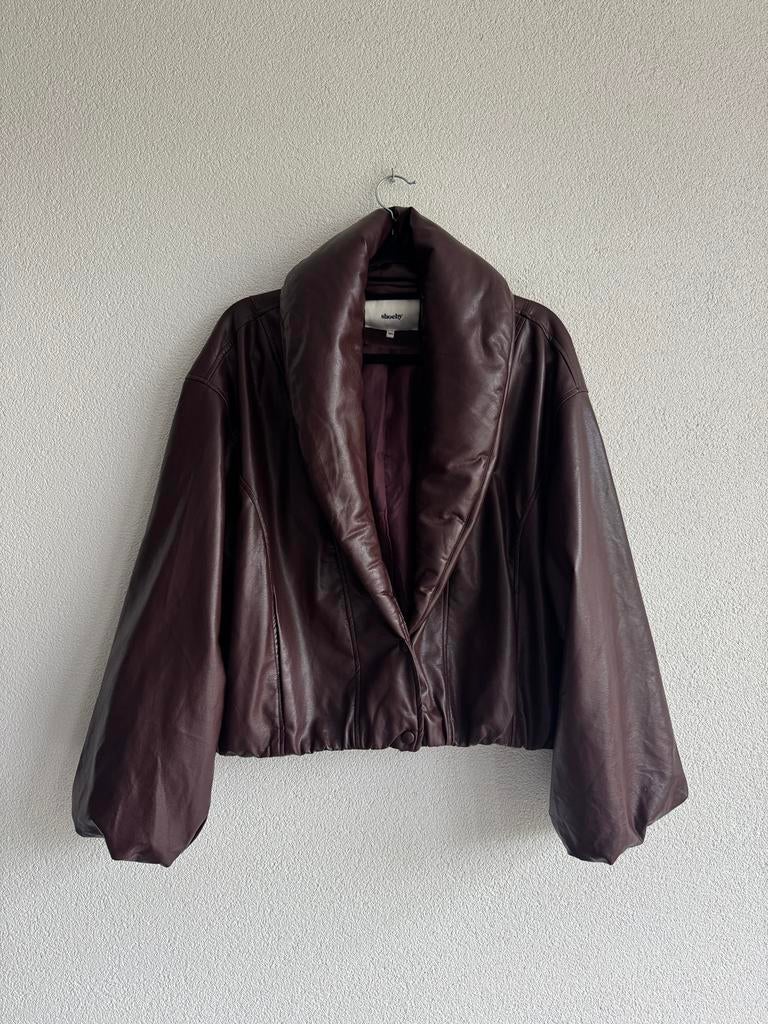 Shoeby donker rode nep leren bomber jack, Maat 38/40 (M), Shoeby, Ophalen of Verzenden, Zo goed als nieuw