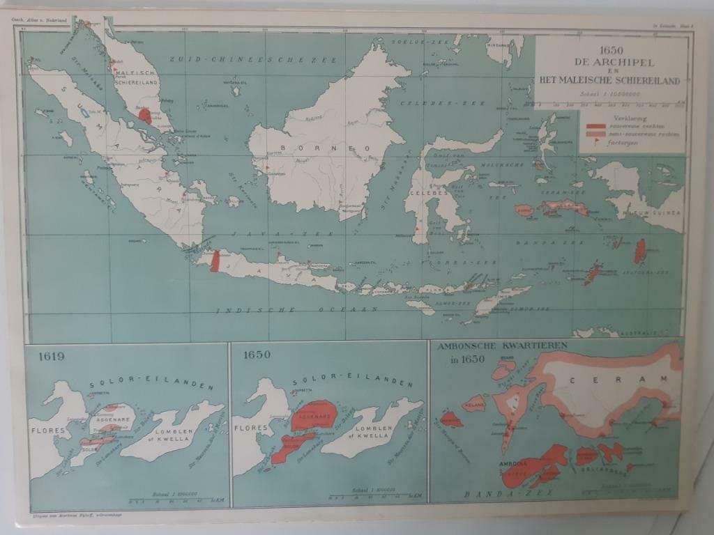 B077/ Plattegrond Archipel + Maleische schiereiland uit 1924, Antiek en Kunst, Ophalen of Verzenden