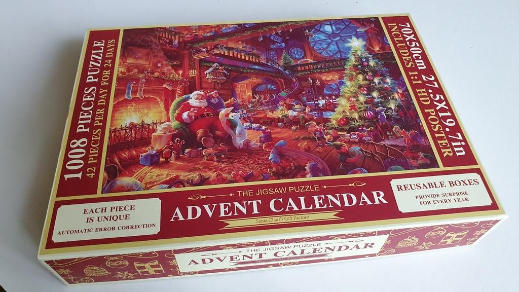 Puzzel adventkalender kerstmis., Ophalen of Verzenden, 500 t/m 1500 stukjes, Zo goed als nieuw, Legpuzzel
