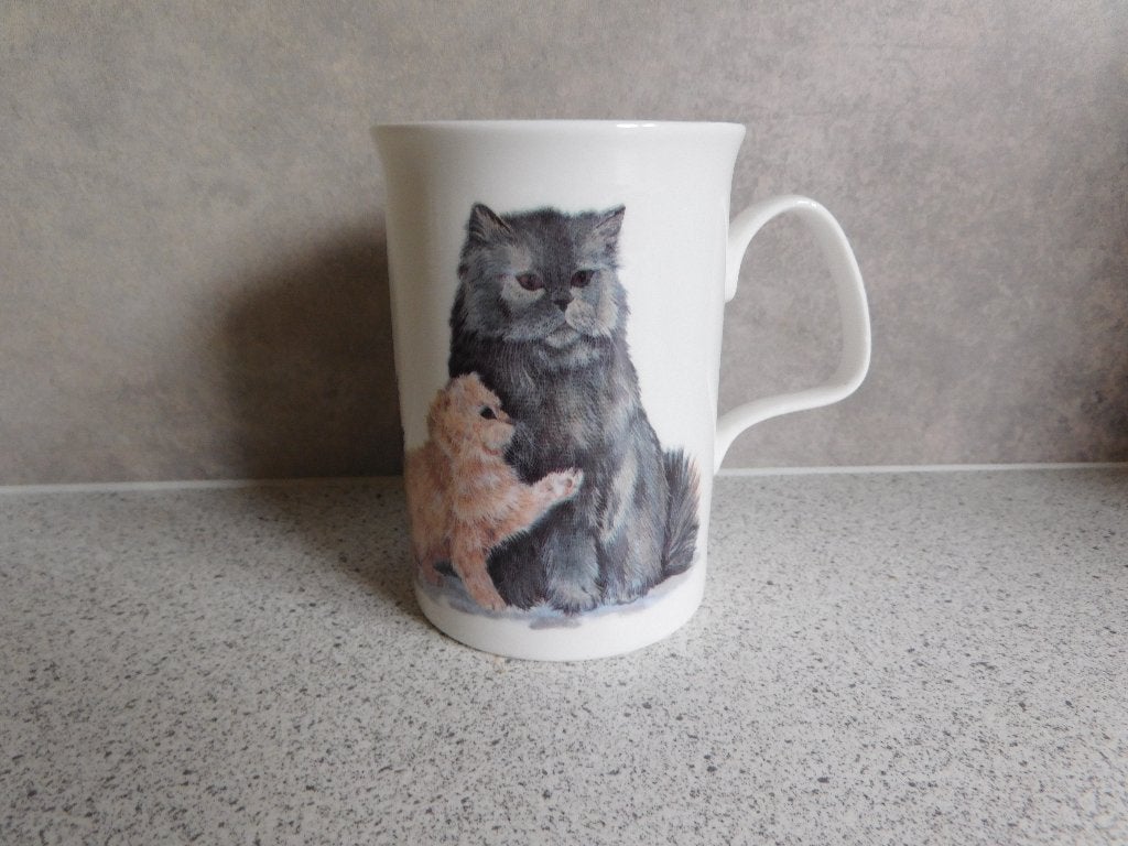 Mok Fine Bone China Cat Lovers Blauwe Pers Roy Kirkham, Overige merken, Zo goed als nieuw, Overige stijlen, Porselein