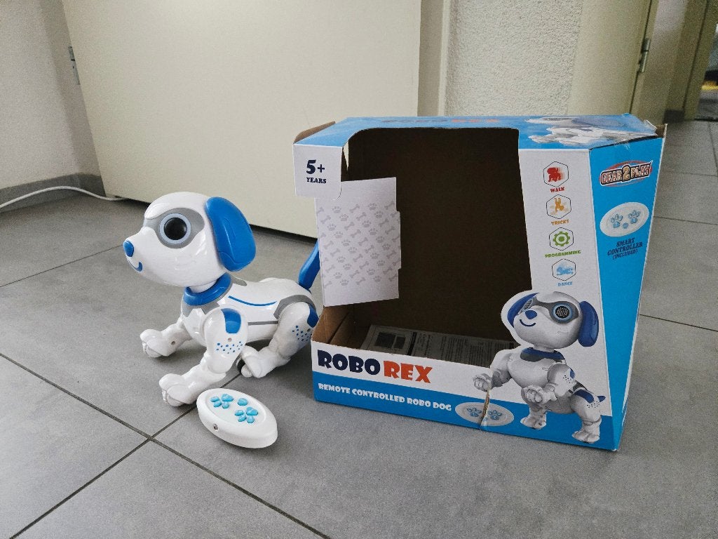 Robo Rex - Interactieve Robot Hond met Afstandsbediening, Verzamelen, Speelgoed, Ophalen, Zo goed als nieuw