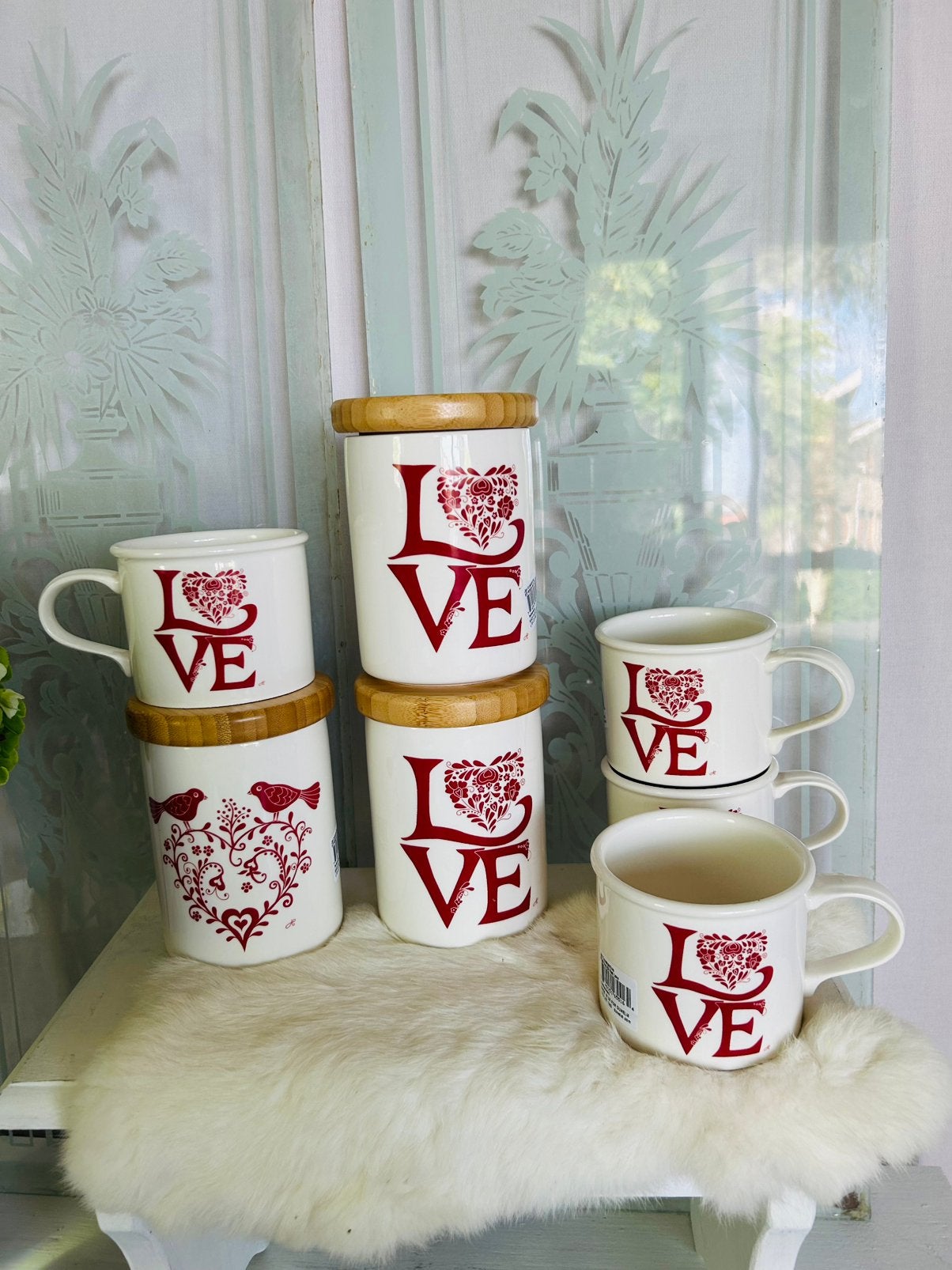 Portmeirion love 4x mokken en 3xxjars nieuw, Ophalen, Zo goed als nieuw, Overige stijlen, Kop(pen) en/of Schotel(s)