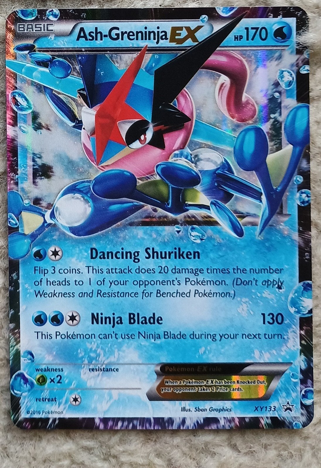 Ash-greninja ex xy133 Black Star promo pokemon kaart, Ophalen of Verzenden, Zo goed als nieuw, Losse kaart, Foil