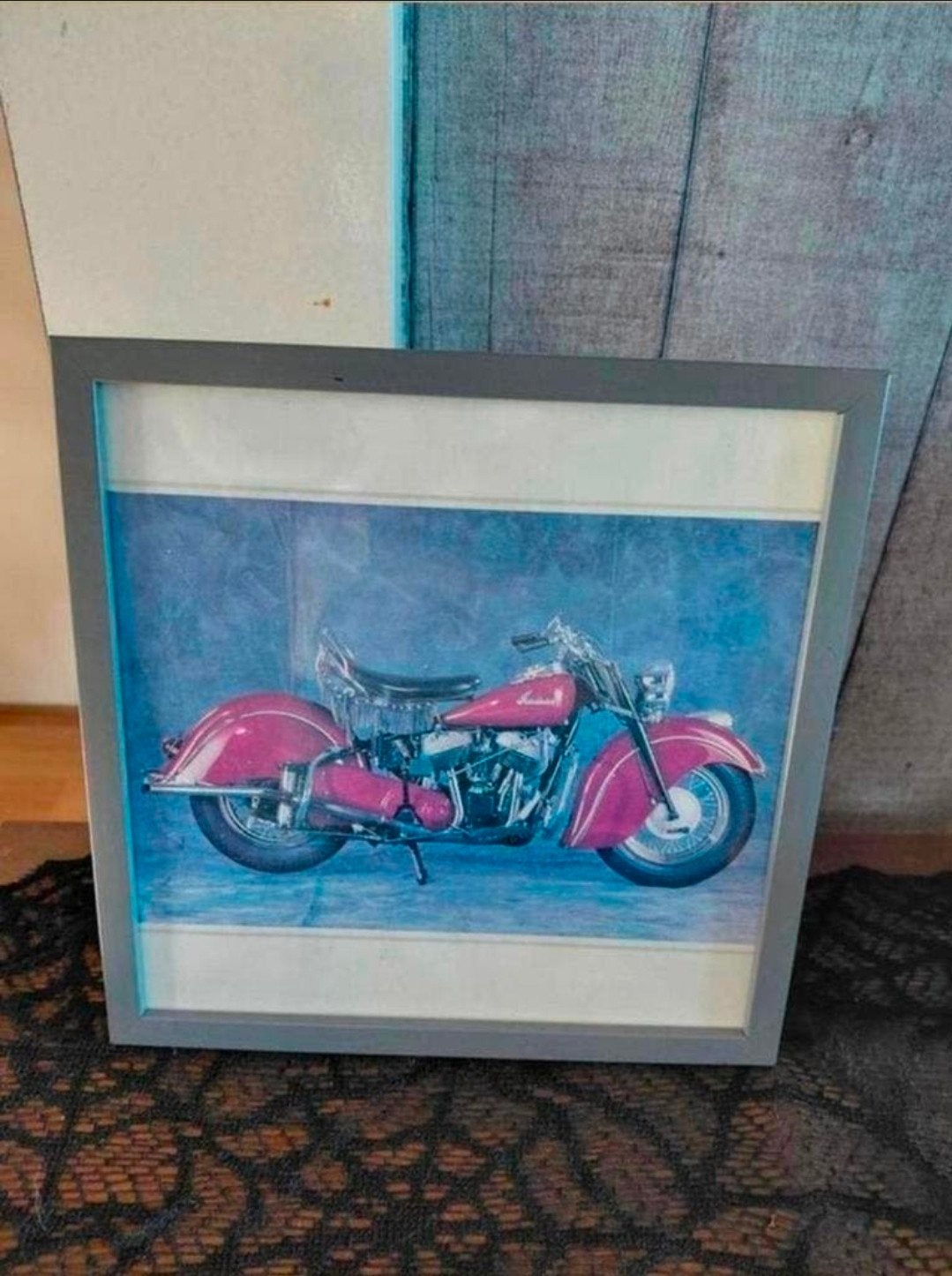 Rode Indian Chief motor. in lijst., Ophalen, Print