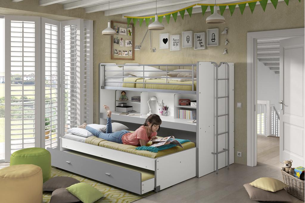 Bonny 80 Hoogslaper met bureau en 3 bedden, Niet ingevuld, Niet ingevuld, Niet ingevuld