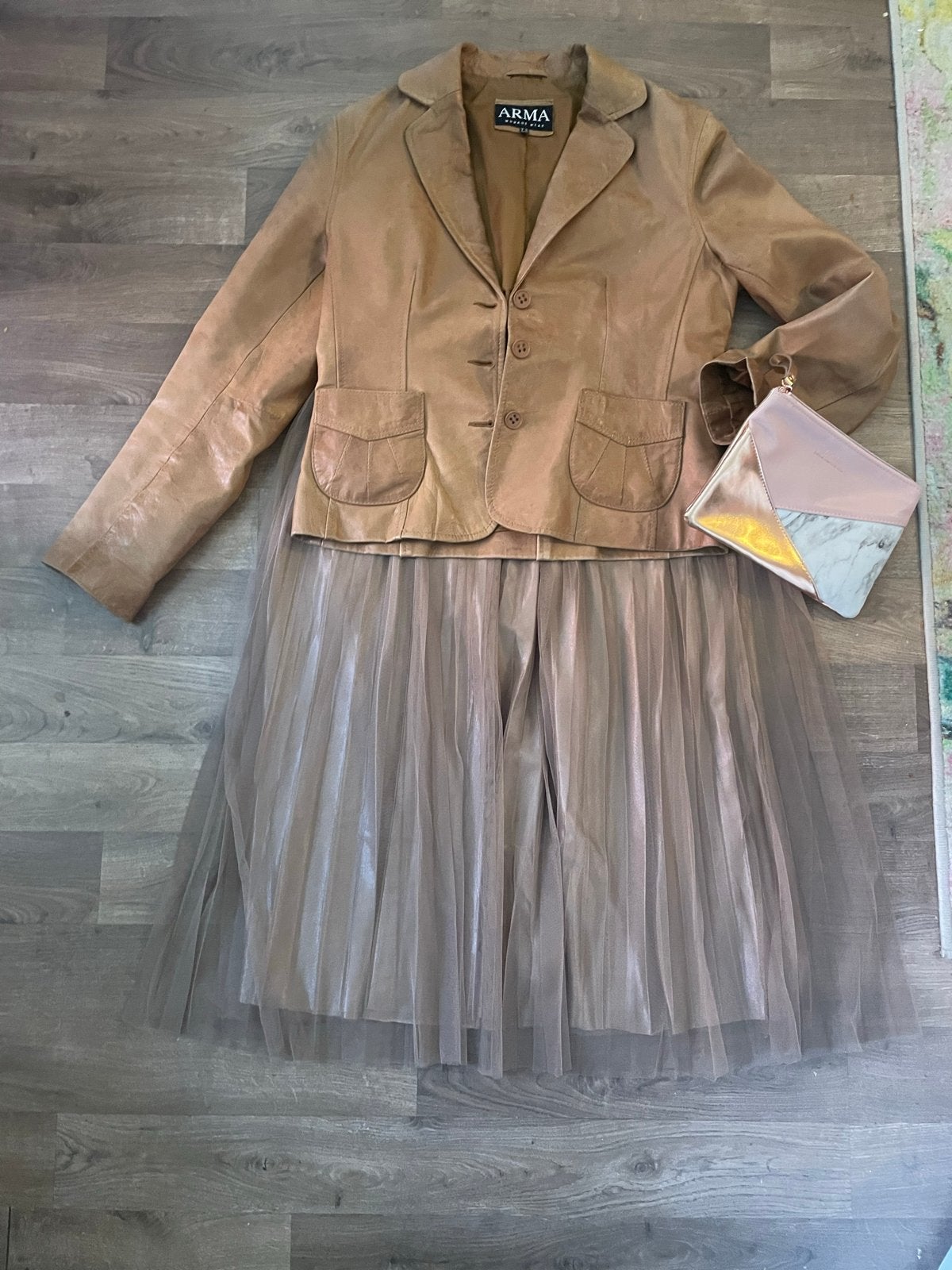 ARMA Leren Blazer Dames - Beige, Kleding | Dames, Jassen | Zomer, Ophalen of Verzenden, Zo goed als nieuw, Maat 38/40 (M), Beige