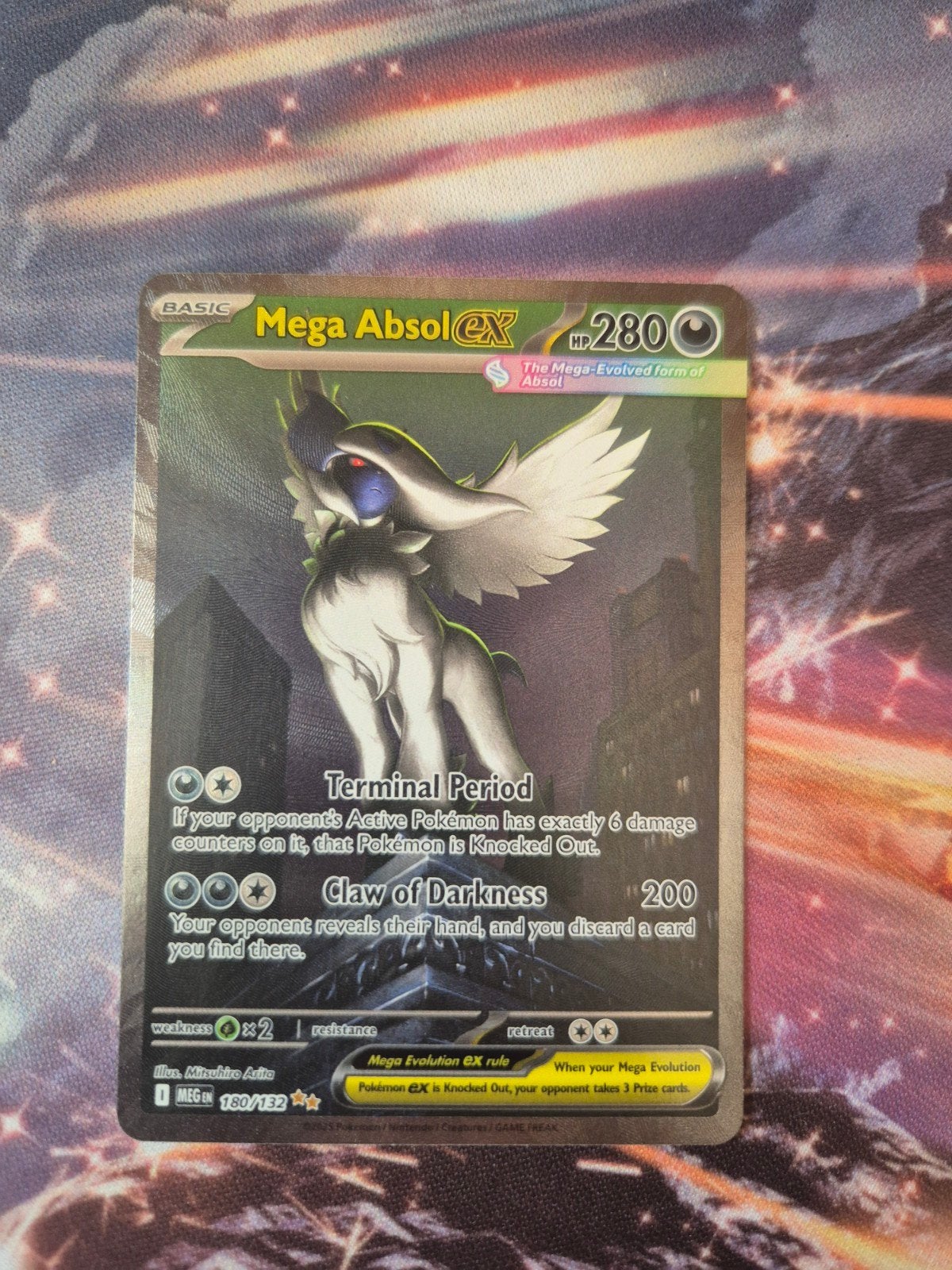Mega Absol EX 180/132 Full Art Pokémon Kaart, Ophalen of Verzenden, Zo goed als nieuw, Losse kaart, Foil