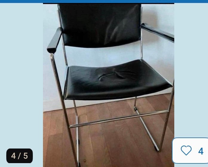 Arco dining chair Arnold Merckx Zwart Leer & Chroom, Huis en Inrichting, Gebruikt, Zwart, Ophalen of Verzenden, Leer