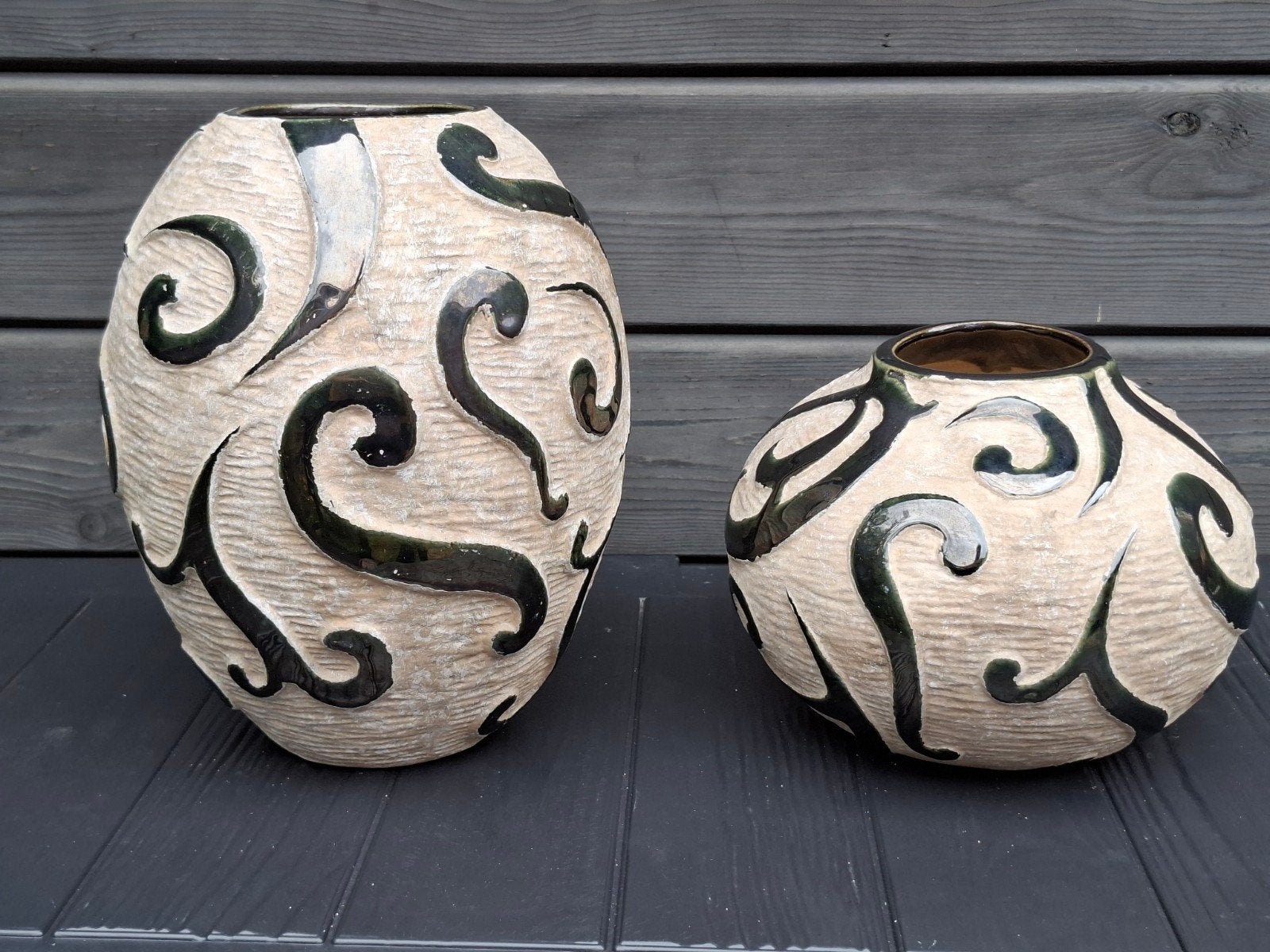 Set van 2 decoratieve vazen van Todo Mundo Holland - Barok, Ophalen, Handgemaakt, 25 cm, Natuurlijk materiaal