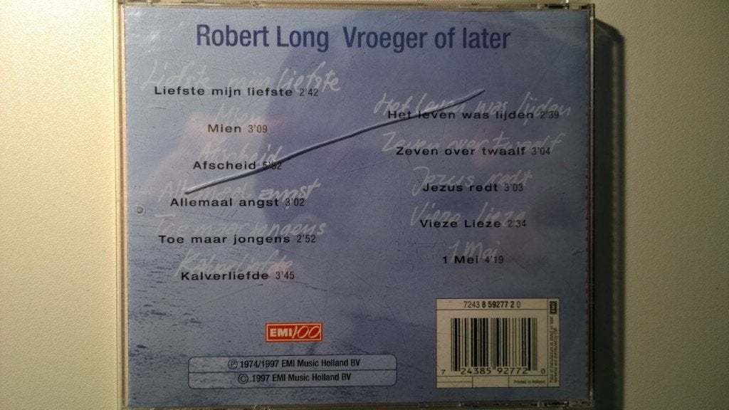 Robert Long - Vroeger Of Later, Cd's en Dvd's, Ophalen of Verzenden, Zo goed als nieuw, Pop