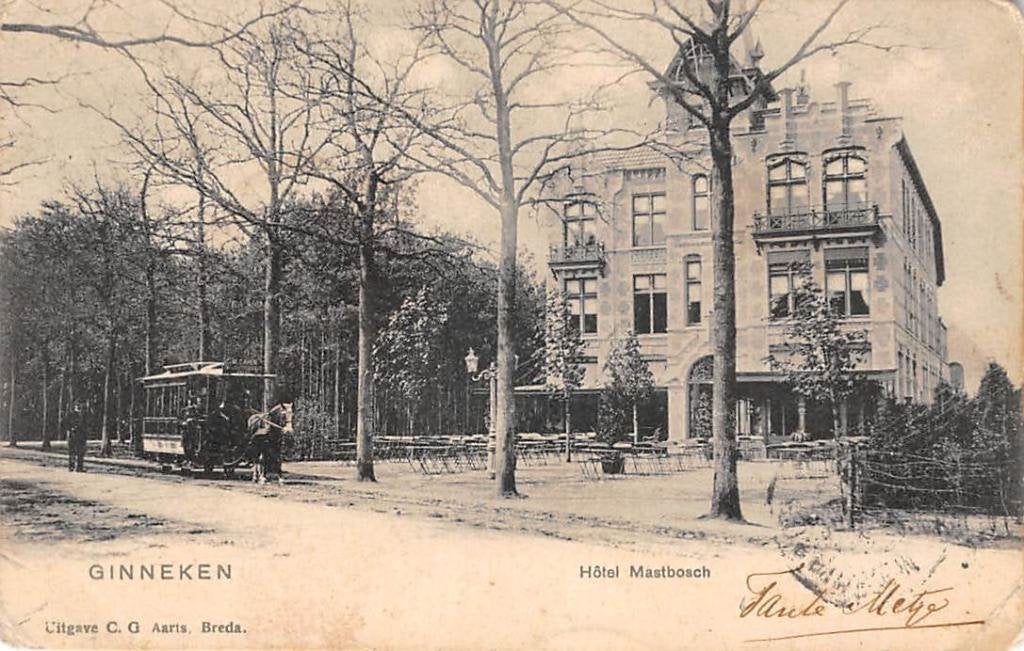 Ginneken Tram stop Hotel Mastbosch Paardentram 1903 Breda, Verzamelen, Ophalen of Verzenden, Voor 1920, Gelopen, Noord-Brabant