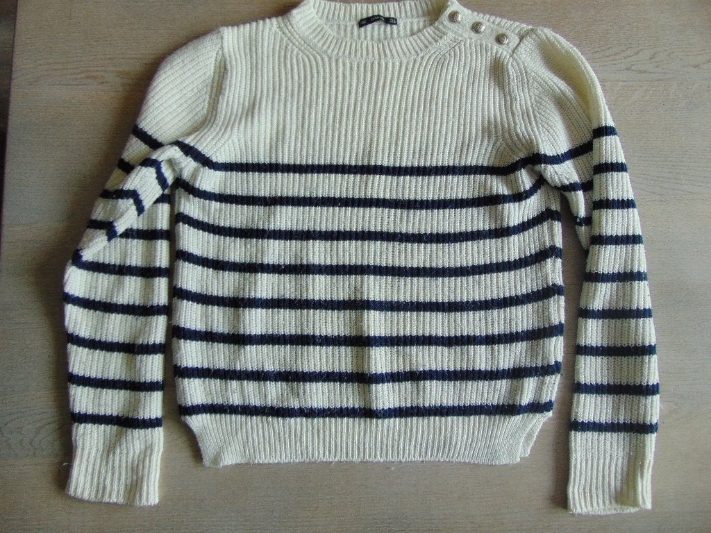 Zara trui wit met blauw gestreept truitje maat M, Maat 38/40 (M), Ophalen of Verzenden, Zo goed als nieuw, Wit