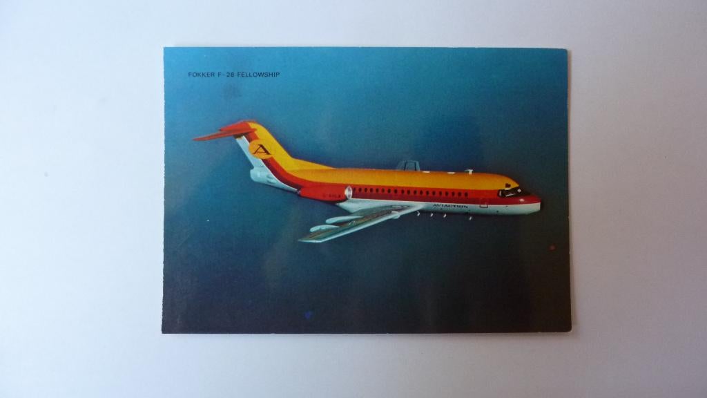 Fokker F-28 Fellowship jaren '70, Verzamelen, Ansichtkaarten | Themakaarten, Ophalen of Verzenden, 1960 tot 1980, Ongelopen, Voertuig