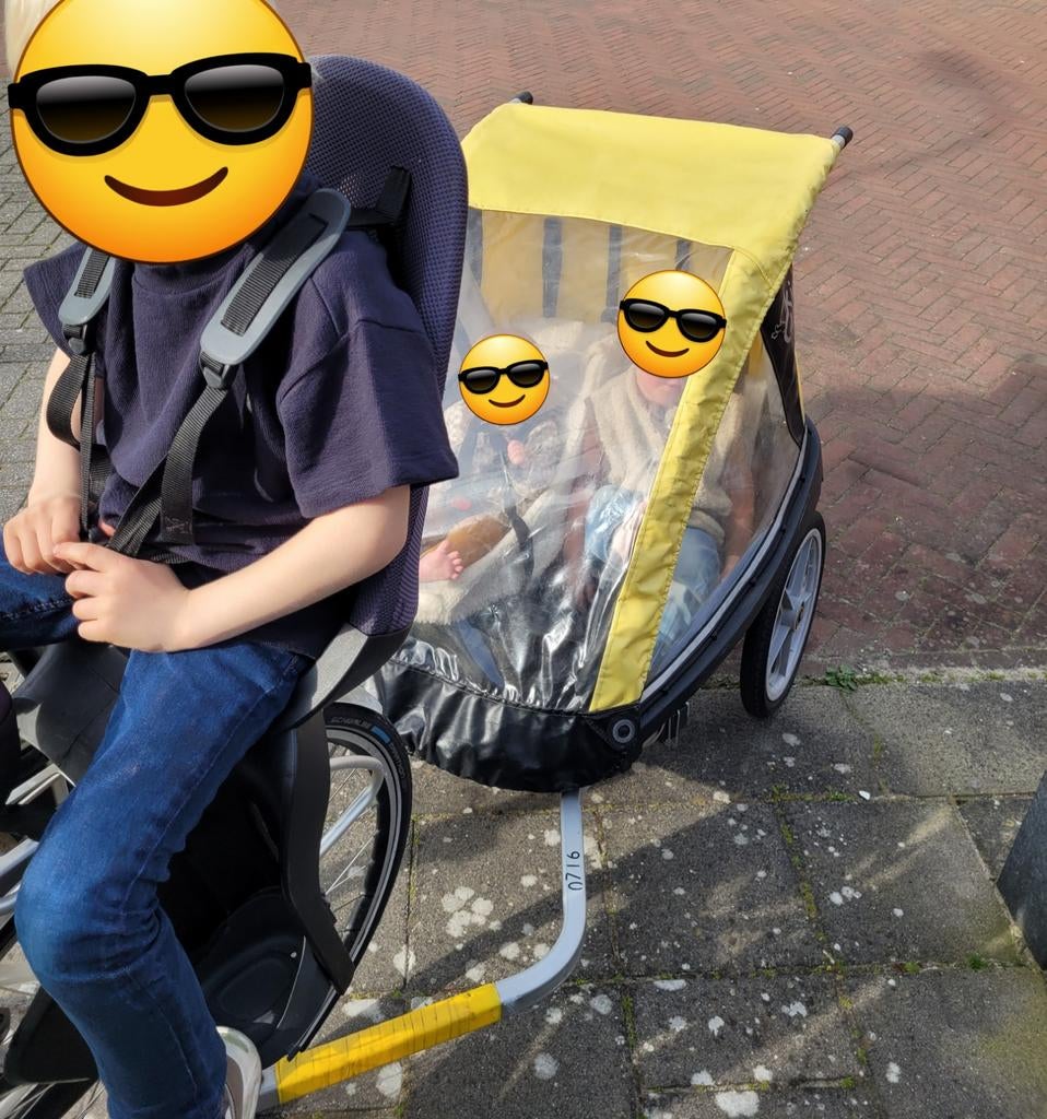 Gebruikte Fietskar voor Kinderen - Geel/Zwart, Gebruikt, Kinderkar, 40 tot 60 kg, Ophalen