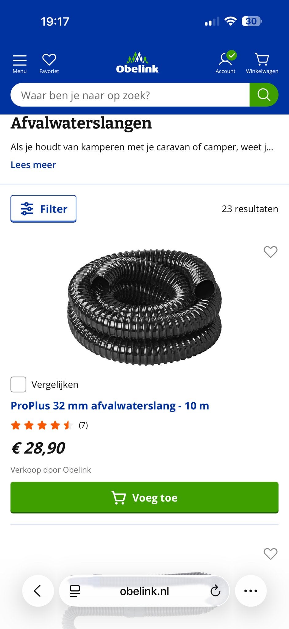 ProPlus 32 mm afvalwaterslang - 10 m nieuw!, Ophalen of Verzenden, Nieuw