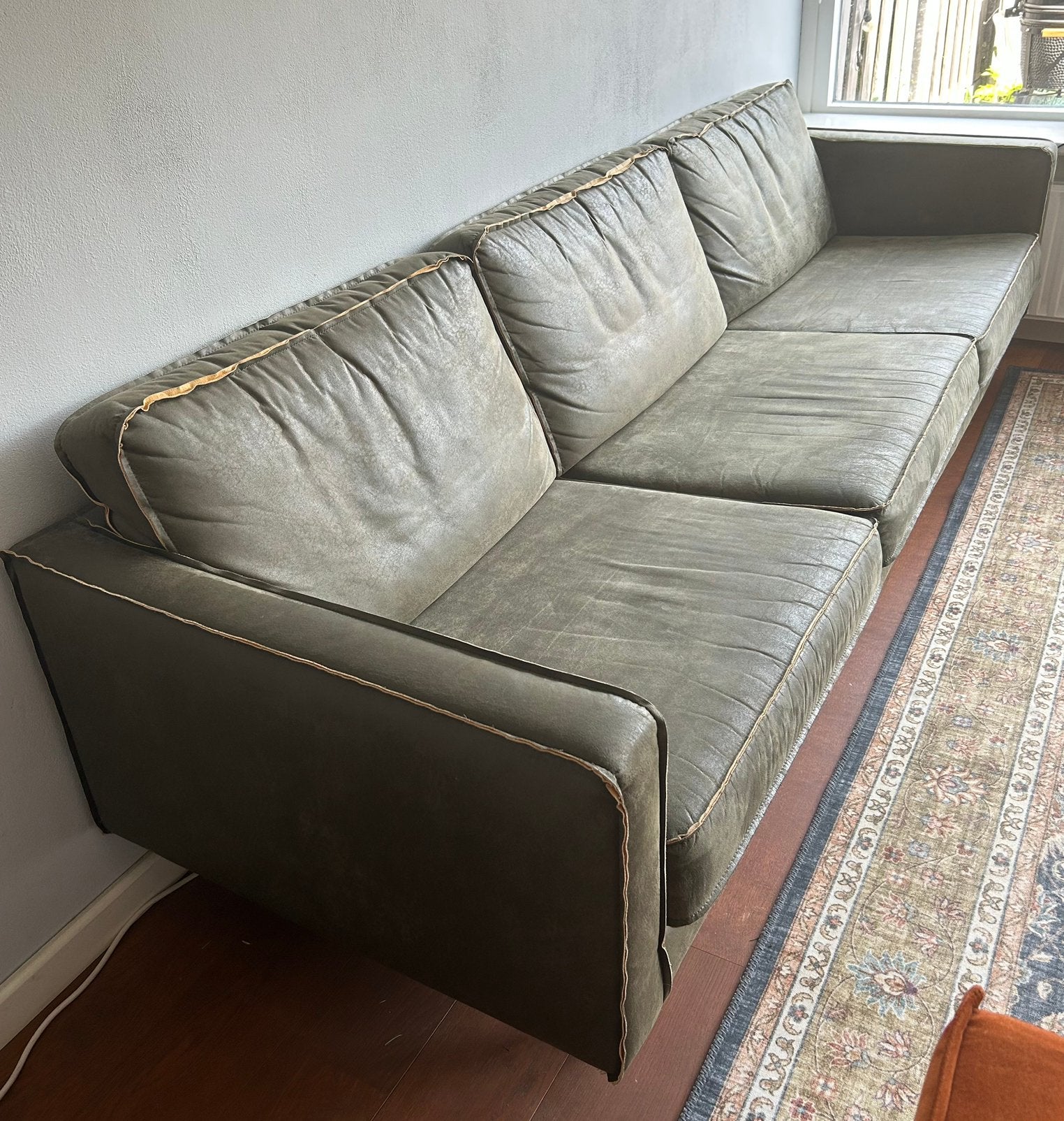 Bank + hocker ‘be pure home’ rodeo - groen, Ophalen, Zo goed als nieuw, 75 tot 100 cm