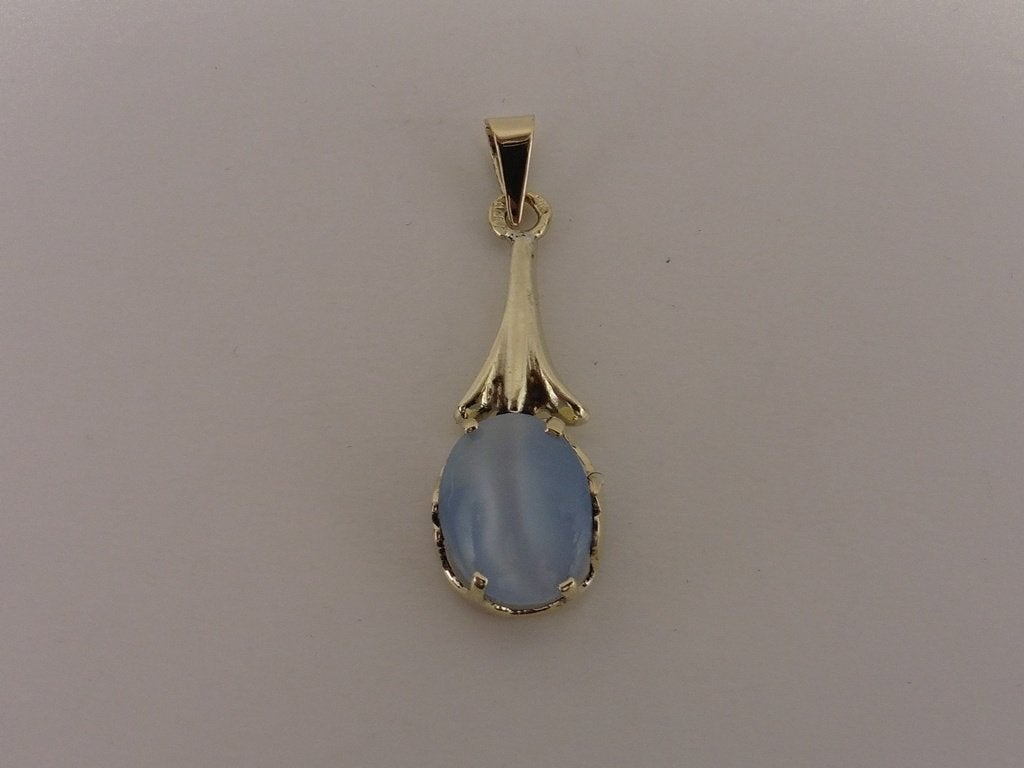 Gouden hanger met blauwe steen                           G20, Gebruikt, Overige voorstellingen, Blauw, .