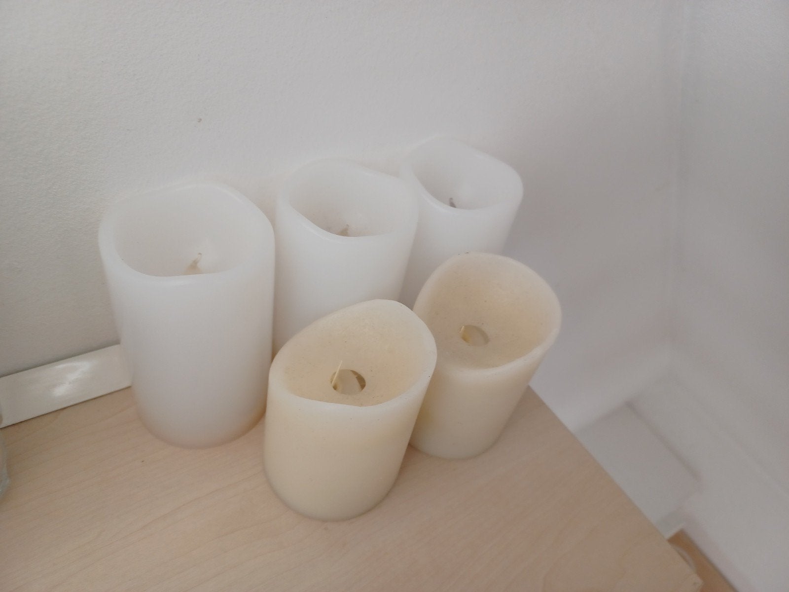 Set van 5 LED Kaarsen - Wit en Crème, Huis en Inrichting, Woonaccessoires | Kandelaars en Kaarsen, Kunststof, Gebruikt, Ophalen of Verzenden