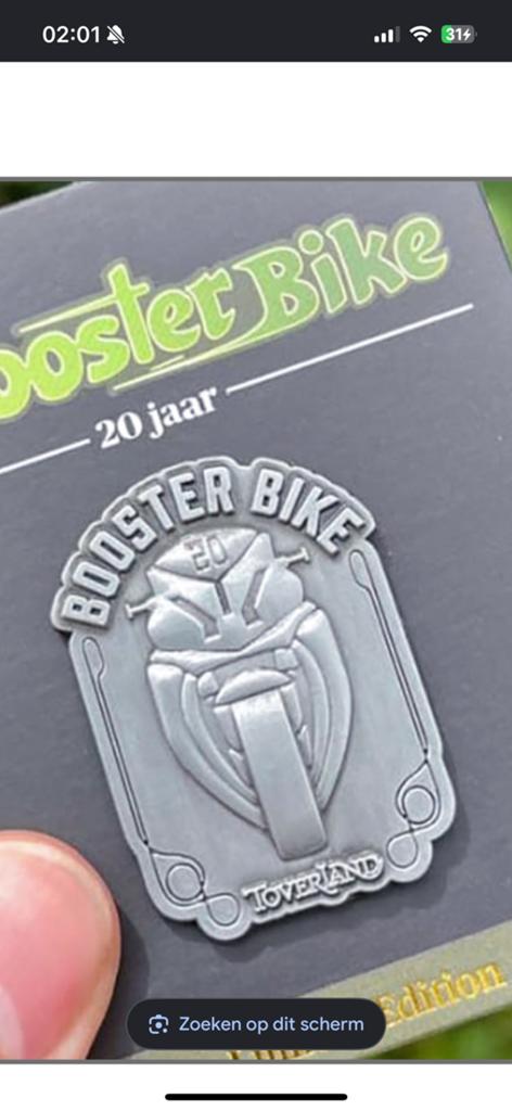 Gezocht boosterbike 20 jaar pin, Verzamelen, Speldjes, Pins en Buttons, Ophalen, Zo goed als nieuw