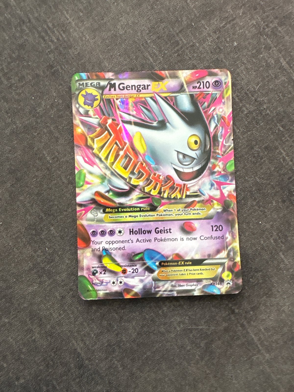 Mega M Gengar EX Pokémon kaart - XY166, Ophalen of Verzenden, Gebruikt, Losse kaart, Foil