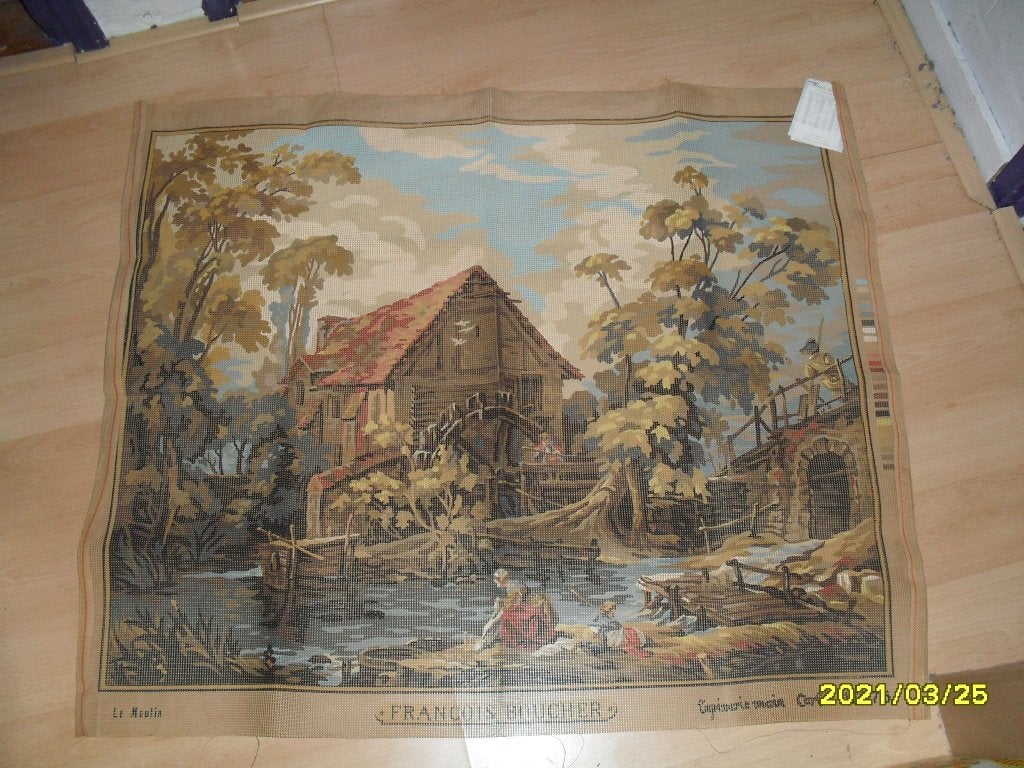 NIEUW, GROOT, stramien Le Moulin/Oud waterrad. Verkoop DMC, Ophalen of Verzenden, Nieuw, Handborduren, Onderdeel of Toebehoren