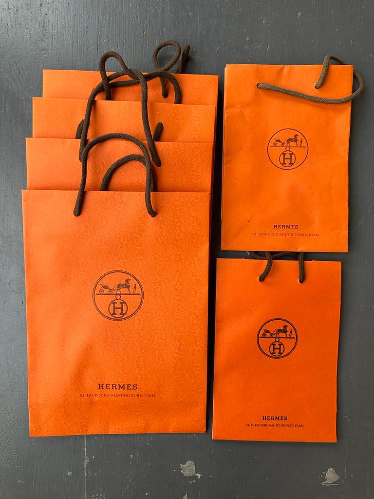 Hermès Draagtassen - Set van 6 Luxe Papieren Tassen, Verzenden, Zo goed als nieuw, Oranje, Overige typen