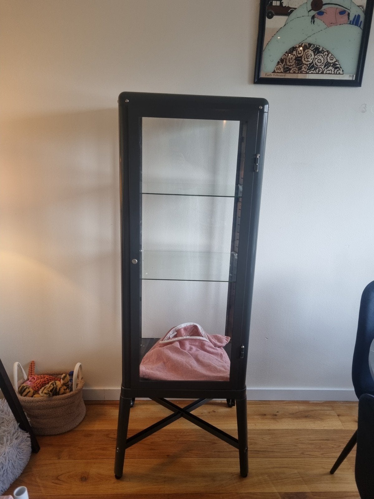 Ikea vitrinekast grijs - Achterglas ontbreekt, Ophalen, Minder dan 50 cm, Glas, 150 tot 200 cm