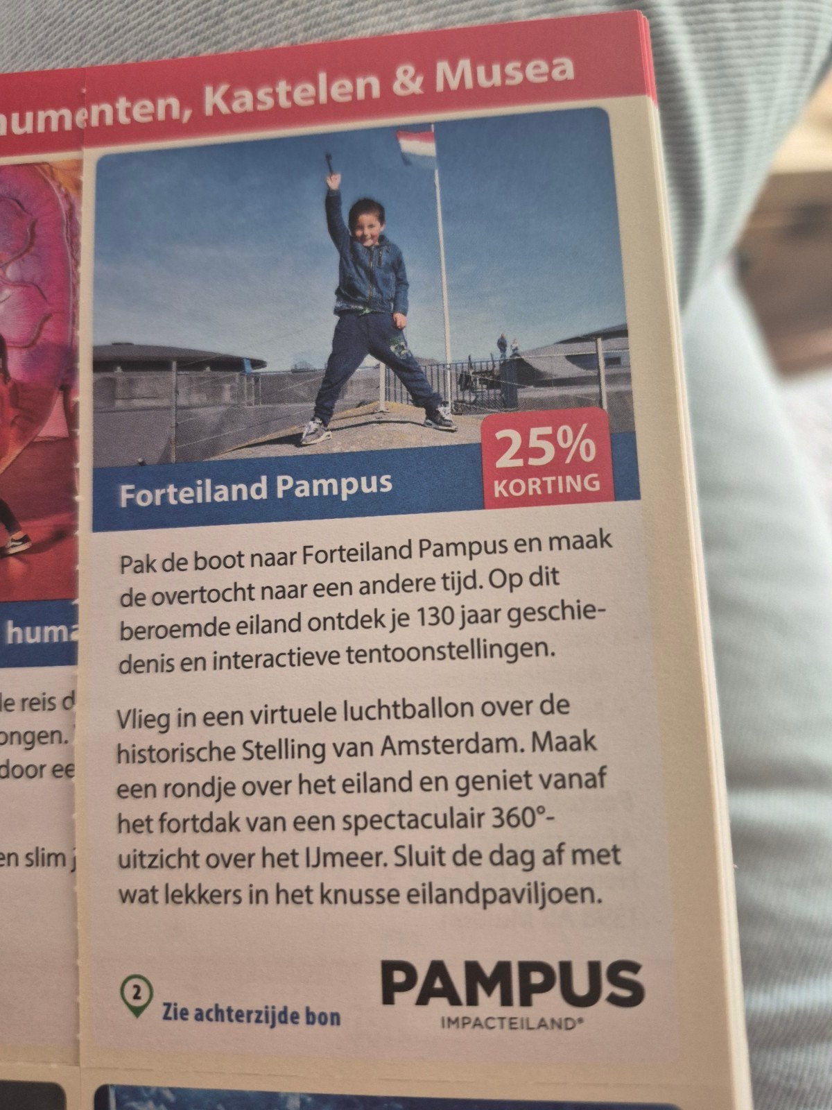 Forteiland pampus 25% korting, Eén persoon, Kortingsbon