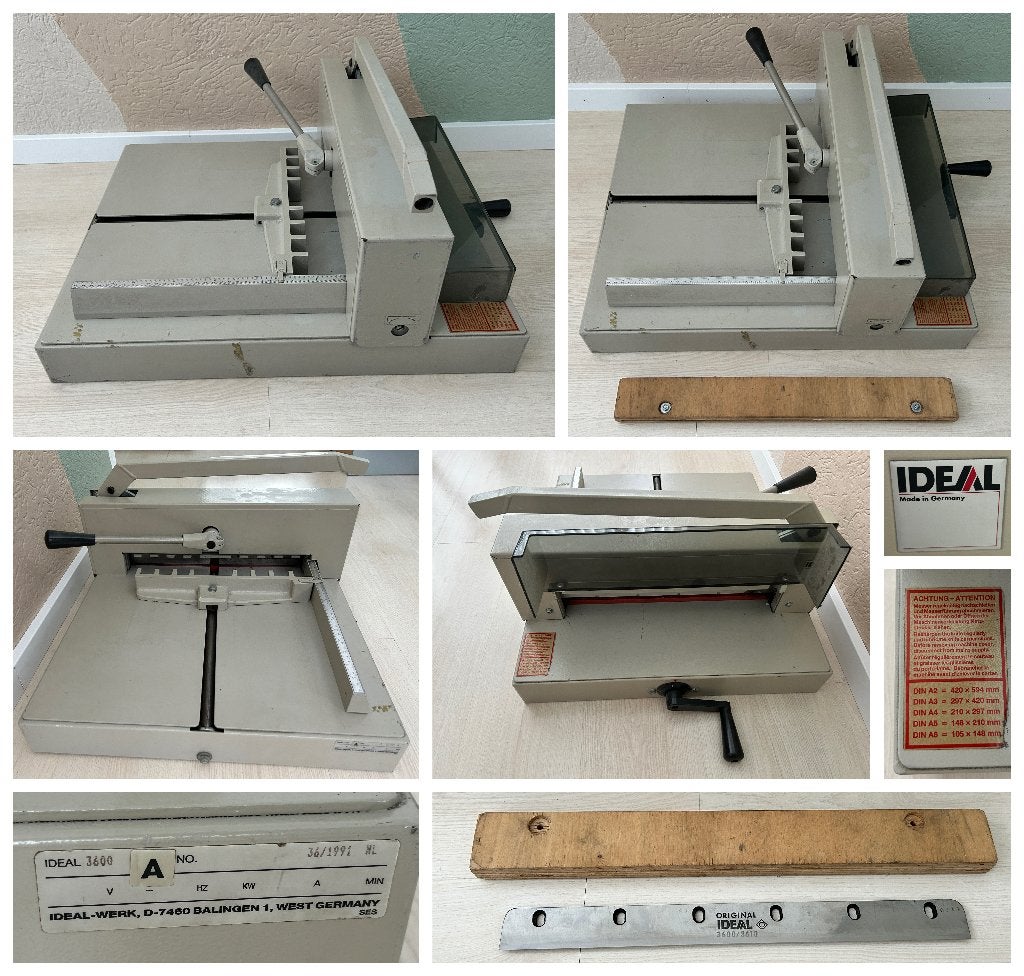 Professionele papiersnijmachine / Ideal / boekbinden / + mes, Gebruikt, Overige thema's, Metaal, Overige merken